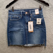 YMI High Rise Denim Mini midi Skirt Size 1/25 Raw Hem NWT - £10.62 GBP