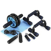 TOMSHOO AB Wheel Roller Kit with Push-Up Bar Knee Mat Jump Rope and Hand... - £46.37 GBP