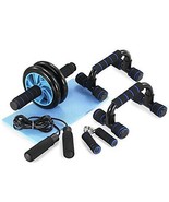 TOMSHOO AB Wheel Roller Kit with Push-Up Bar Knee Mat Jump Rope and Hand... - £46.08 GBP