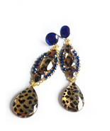 Leopard Print Earrings, Animal Print Earring, Dangle Earrings, Gold Brown  - £17.26 GBP+