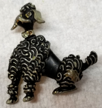 Poodle Pin Groomed Styled Ears Down Tail Up Black Enamel Metal 1960s Imperfect - £8.92 GBP