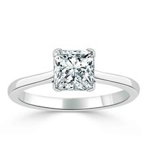 0.60 Carat Princess Cut Diamond Wedding Engagement Ring 14k White Gold Finish - £75.50 GBP