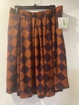 Lularoe Llr Madison Size Xl Flowy Skirt Orange And Brown Triangle #740 - £30.16 GBP