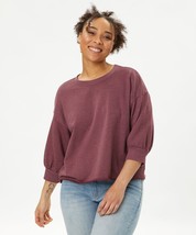 Michael Stars Fired Brick Julia Puff Sleeve Pullover Sweatshirt Size Sma... - £43.06 GBP