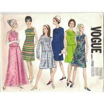 Vogue 1765 Basic Two Piece Dress, Shell, Skirt Pattern 1960s Ladylike Mod B 34 - £19.15 GBP