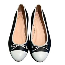 J. Crew Kiki Black and White Cap Toe Ballet Flats Shoes Womens Size 6 - $45.00