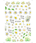 Nail Art 3D Decal Stickers beautiful fresh daisy green leaves XF3334 - $3.39