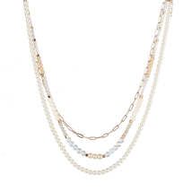 Pearl &amp; Resin Acrylic 18K Gold-Plated Layered Necklace - £11.95 GBP