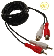 6Ft 2-Rca Male To 2-Rca Female Red/White Extension Cable, - £11.74 GBP