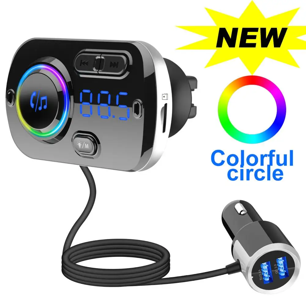 Car FM Transmitter Bluetooth 5.0 USB Car Charger Kit Wireless Hands-Free... - £21.33 GBP