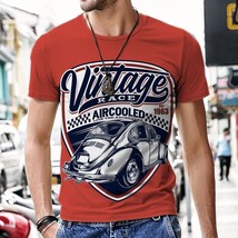 VW Bug Beetle Aircooled Vintage race red t-shirt - £15.80 GBP
