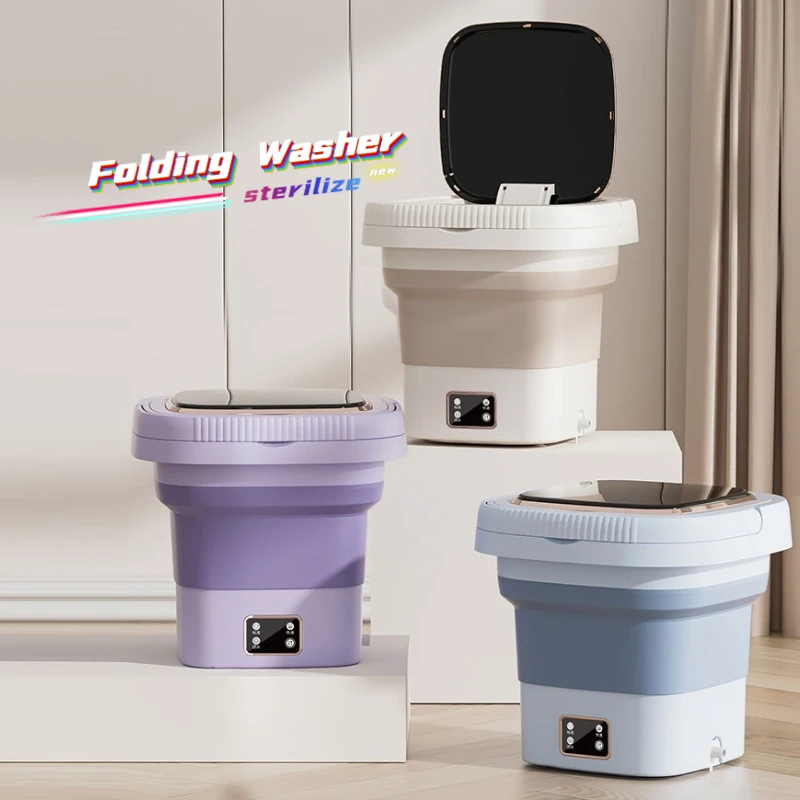 Portable foldable washing machine with lcd display mini underwear sock centrifuge 9l thumb200