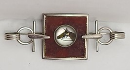 Vintage Stock Pin Sterling Silver Reverse Intaglio Horse - £14.85 GBP