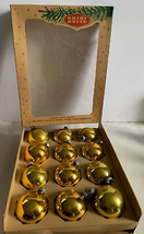 Vintage Shiny Brite Gold 2.5&quot; glass ornaments with box - £23.81 GBP