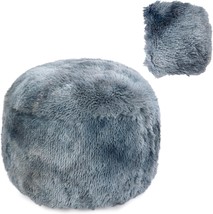 Fluffy Unstuffed Ottoman Pouf Cover, Round Faux Fur Ottoman Pouf Cover Foot - £17.90 GBP