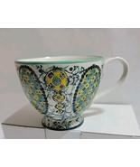 Anthropologie Kebaya Collection Bohemian Green/Blue Footed Pedestal Cup Mug - $448.19 MXN