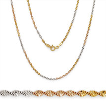 2mm Stylish Italy 925 Silver 14k Yellow Rose Gold Twist Rope Magic Chain - £24.12 GBP