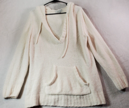 Merona Sweater Womens Size 16/18 Cream Polyester Long Sleeve Hooded Drawstring - £13.69 GBP