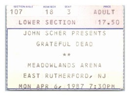 Grateful Dead Concert Ticket Stub April 6 1987 Meadowlands New Jersey - $34.64