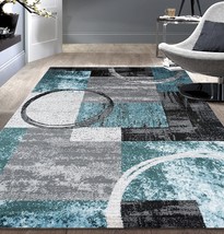 Rugshop Contemporary Abstract Circle Design Soft Area Rug 7&#39;10&quot; X 10&#39;2&quot; Gray - £140.35 GBP