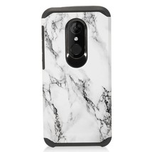 For T-Mobile REVVL 2 - Hard Hybrid Armor Impact Phone Case White Marble Patterns - £13.43 GBP