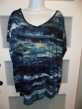 SIMPLY VERA VERA WANG Multicolor V-Neck Pullover SS Shirt Size 3X Women's - $15.30