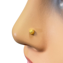 22ct Yellow Gold Gold Diamond Cut Flower Design Single Nose Stud/Pin 2.7mm Width - £76.26 GBP