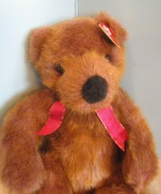 TY BEANIE BUDDY BUDDIES CLASSIC - BROWN TEDDY BEAR &quot;TAFFYBEARY&quot; RED BOW 14&quot; - £10.35 GBP