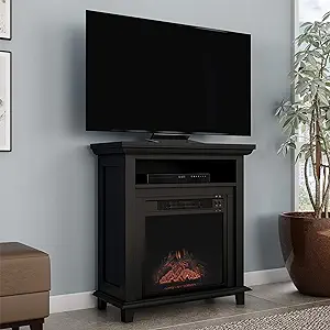 Electric Fireplace TV Stand 29 Freestanding Console with Shelf, Faux Log... - £408.48 GBP