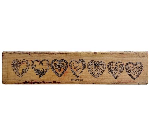 Stampin Up 7 Decorative Hearts Love 1990s Used Stamp Vintage Border DWGG1 - $19.99