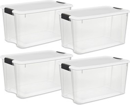 Sterilite 19889804 4-Container, 70 Quart/66 Liter Ultra Box, Clear With White - £61.51 GBP