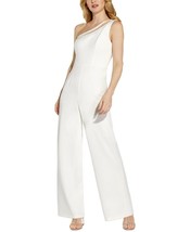 Adrianna Papell Embellished One-Shoulder Jumpsuit Ivory Size 6 $229 - £78.88 GBP