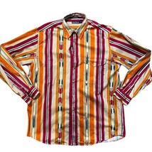 Nautica Men&#39;s Button Front Shirt Striped Tribal Western Print Size Large - £16.28 GBP