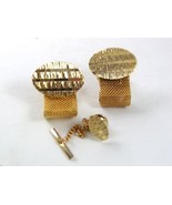1970&#39;s Goldtone Wrap Around Cufflinks &amp; Matching Tie Tac 61217 - £19.77 GBP