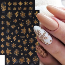 Nail Art Christmas Snowflakes Stickers Gold Decals XMAS Metallic Stars Glitter - $6.28