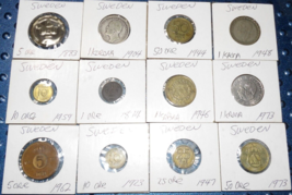 12 Swedish Assorted Ore / Krona Coins 1874 1883 1923 1904 1944 1946 1947 1948 73 - £11.18 GBP