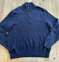 Vintage Polo Ralph Lauren Sweater Mens XL Blue 1/4 Zip Cotton - £31.10 GBP
