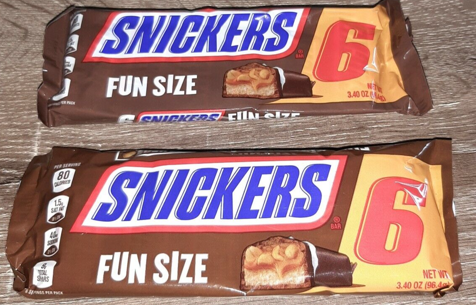 2 Packs of Snickers. 6 Fun Size Candy Bars. 3.40oz packs. - $11.76