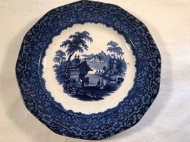 Antique Flow Blue J Wedgwood Festoon Porcelain Plate 8.25&quot; Victorian - £62.90 GBP