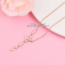 14k Rose gold-plated Sparkling Herbarium Cluster Drop Collier Necklace 45CM - £22.54 GBP