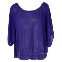 Andree Purple Open Back Sheer Tie Beaded Shirt Top Womens Size M Medium - $14.22