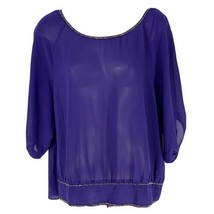 Andree Purple Open Back Sheer Tie Beaded Shirt Top Womens Size M Medium - £11.12 GBP