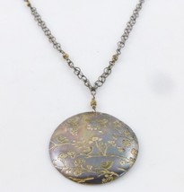 BIRDS and FLOWERS Sterling Silver Dome PENDANT and Chain NECKLACE - Arti... - $65.00