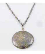 BIRDS and FLOWERS Sterling Silver Dome PENDANT and Chain NECKLACE - Arti... - $88.29 CAD