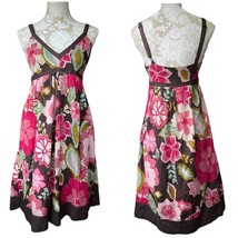 Lucy &amp; Laurel size 8 chocolate brown multi-floral boho hippie midi sun dress - $31.68