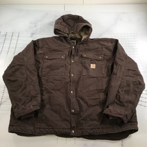 Carhartt Jacket Mens 3XL Brown Duck Canvas Hooded Thick Barn Chore J284 FWD - £80.59 GBP