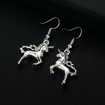 Unicorn Earrings 1&quot; Tiny Fantasy Horse Dangle Drop Stainless Steel Ear Wires New - £6.37 GBP