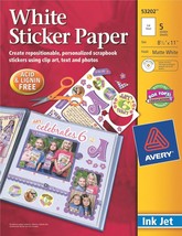 Avery Ink Jet Sticker Paper W/CD 8.5X11-Matte White 5/Pkg (Pack of 2) - $922.49 MXN