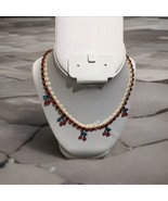 Betsey Johnson Gold Tone &amp; Red Crystal Tennis Necklace With Cherry Charm... - $74.17 CAD