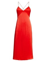 NWT Alice + Olivia Loraine Slipdress in Bright Poppy Seamed Satin Midi Dress 2 - £101.37 GBP